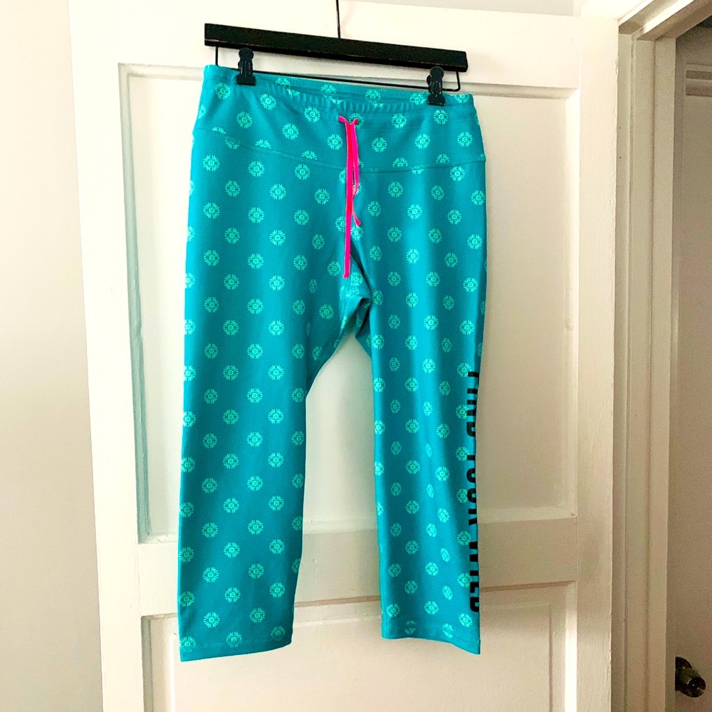 Teal floral leggings